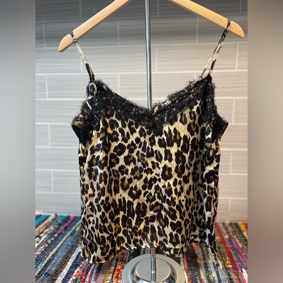 🍀3 FOR $15🍀 | Nordstrom BP | Leopard | Satin Cami | Black Lace | Medium EUC - Picture 2 of 9